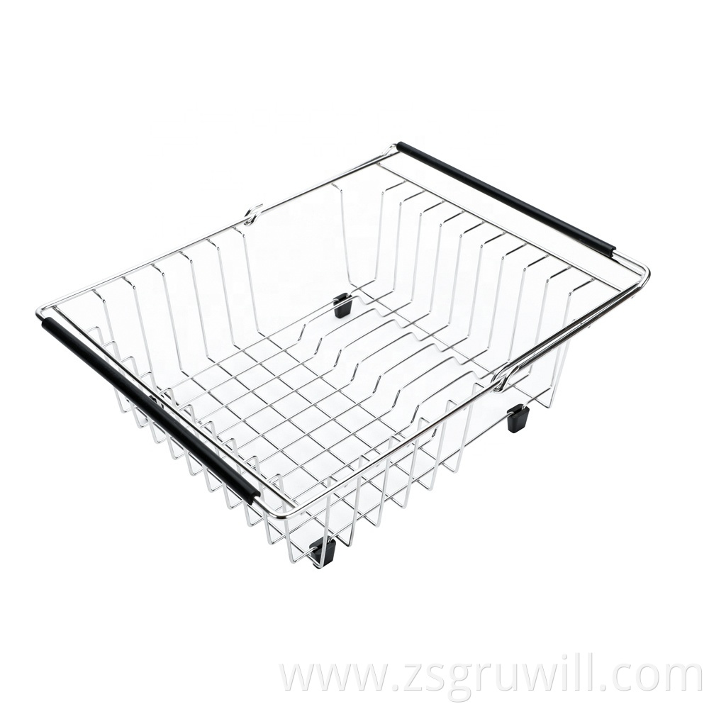 hanging 304 stainless steel pull out collapsible over sink kitchen dish drying rack